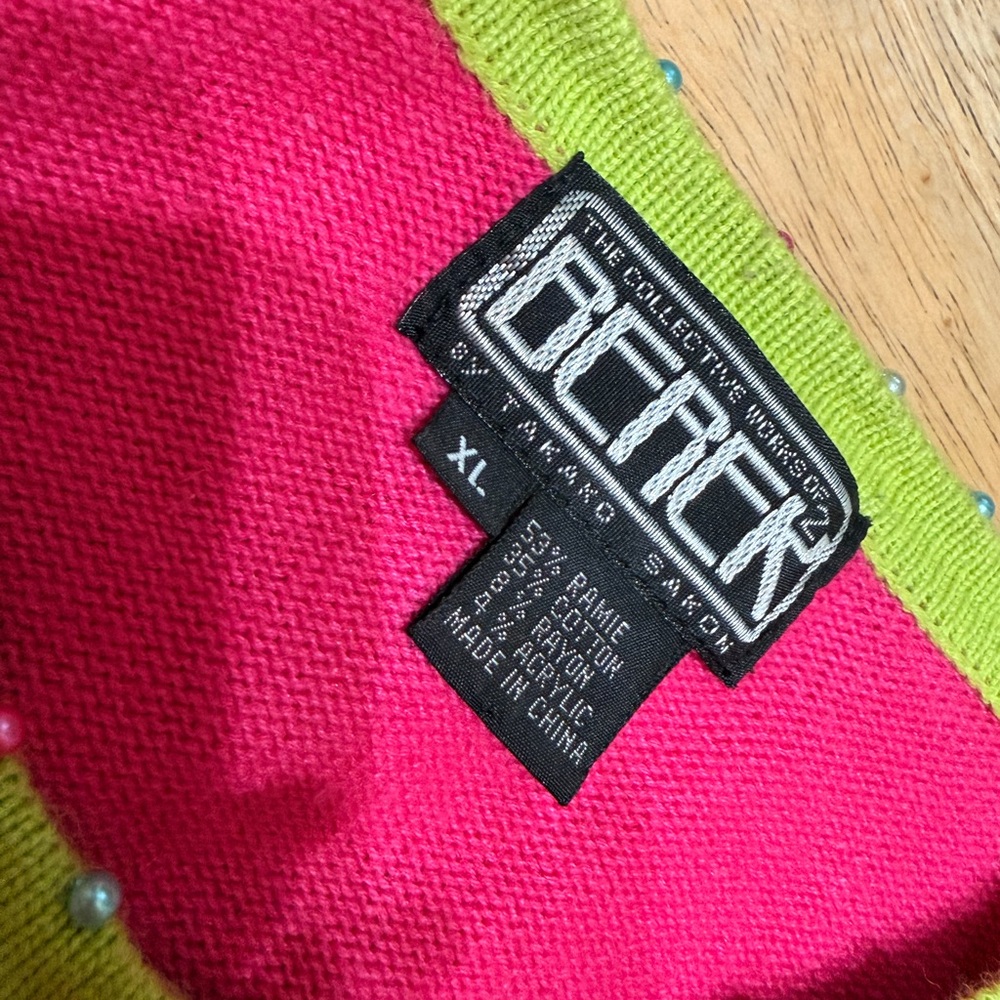Berek vintage Pink and Green monkey Knit cardigan - Picture 2 of 10